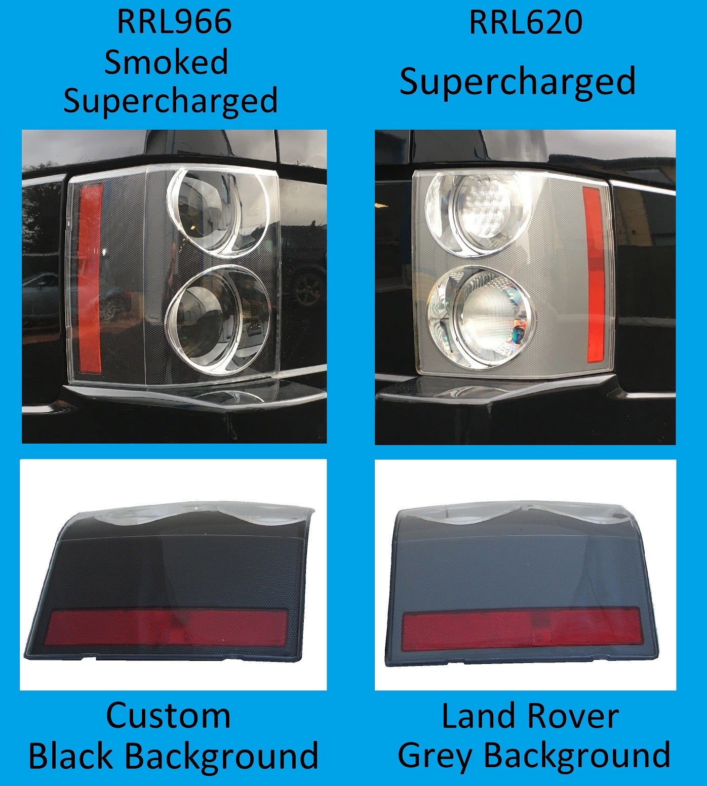 Rear Lights Smoked "Supercharged Type" for Range Rover L322 2002-09 - PAIR - Kit With Bulbs & Bulb Holders