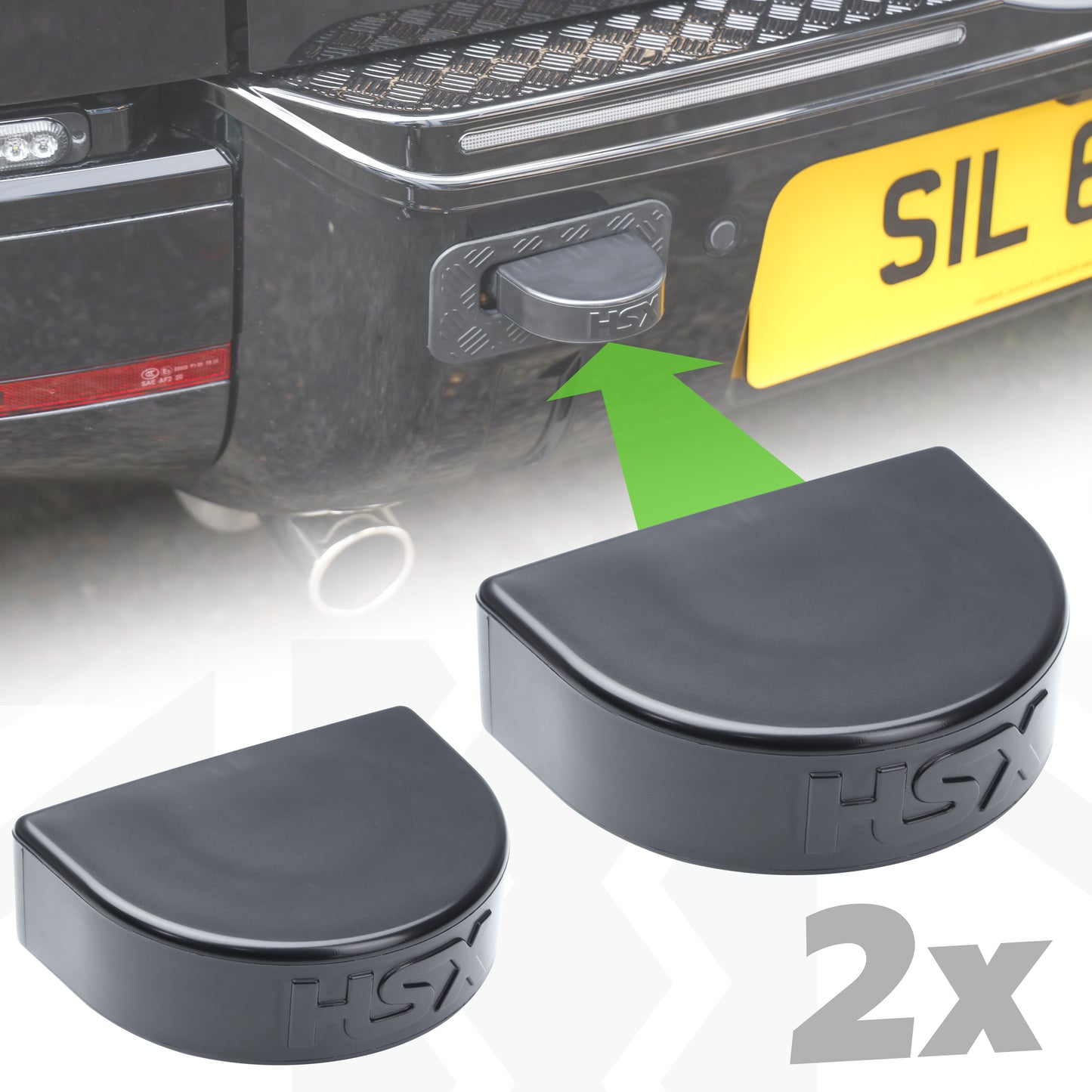 2x Tow Eye Bungs for Land Rover Defender L663 - Smooth Top - Matt Black