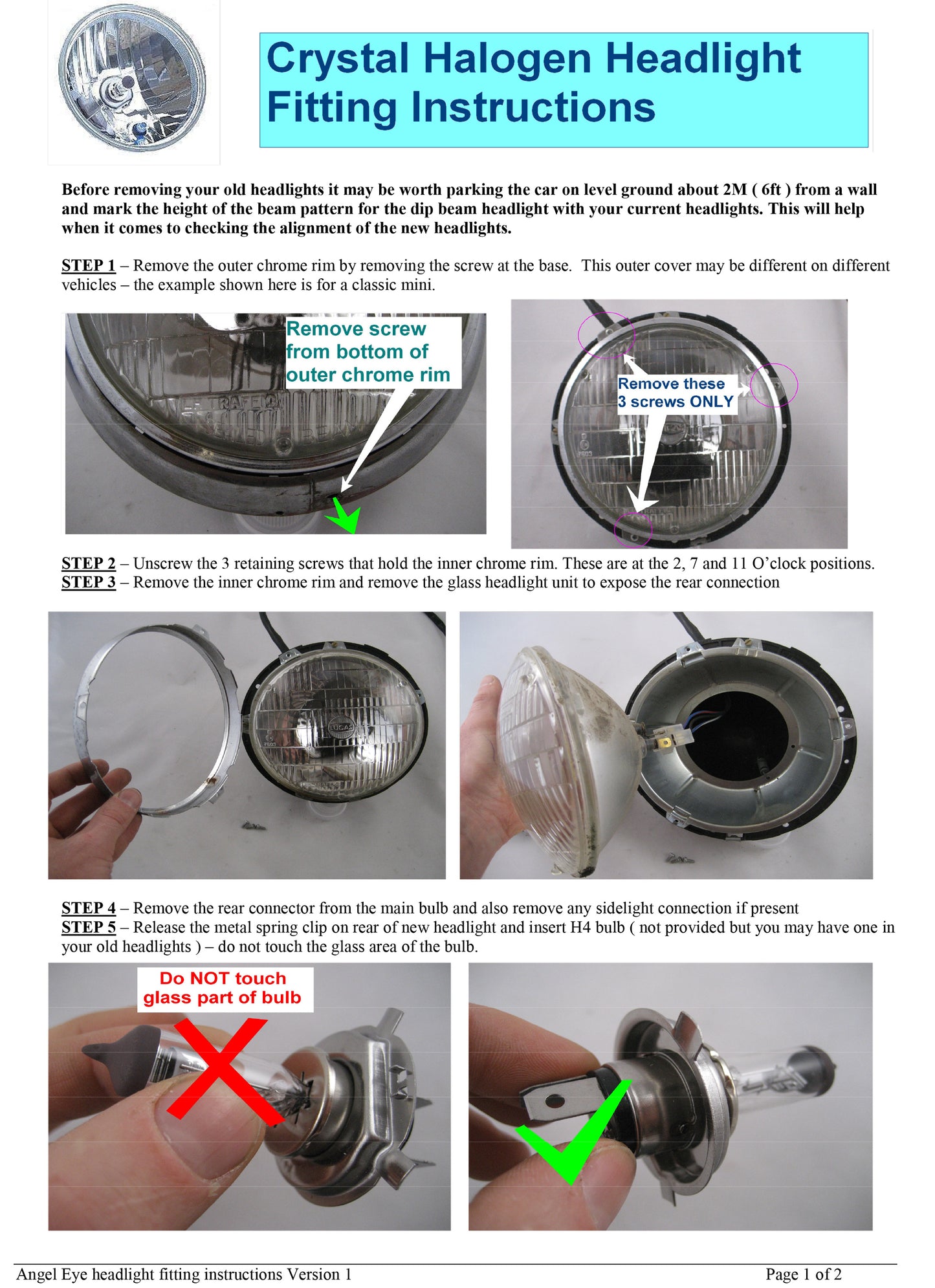 7" Headlights (Pair) with Angel Eye for Range Rover Classic - RHD