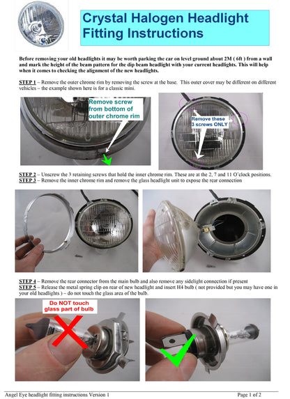 7" Headlights (Pair) with Angel Eye for Range Rover Classic - RHD