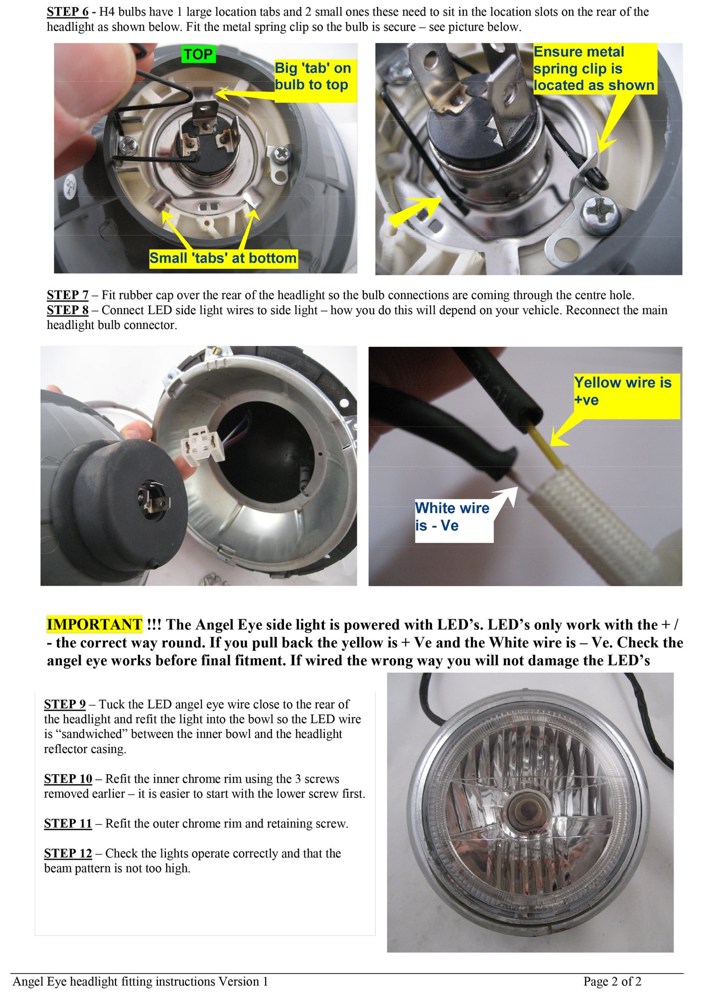 7" Headlights (Pair) with Angel Eye for Range Rover Classic - RHD