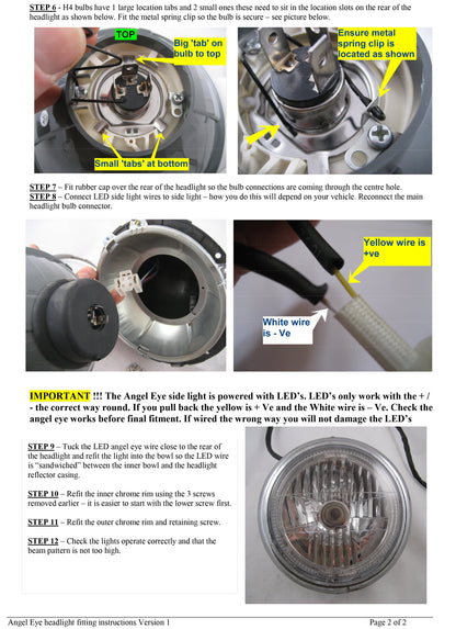7" Headlights (Pair) with Angel Eye for Range Rover Classic - RHD
