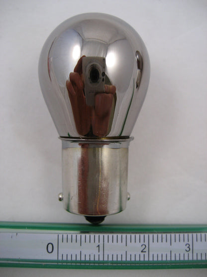 BAU15s CHROMED AMBER Indicator Bulb 12v 21W (offset rotated)