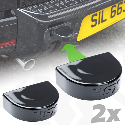 2x Tow Eye Bungs for Land Rover Defender L663 - Smooth Top - Gloss Black