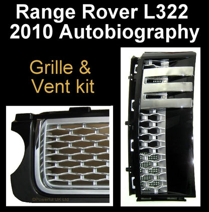 Grille+Vents "Autobiography Style" for Range Rover L322 2010+ - Black/Chome/Silver