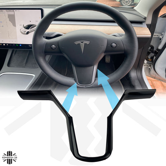 Steering Wheel Cover Trim in Gloss Black for Tesla Model 3 2017-20