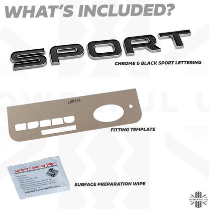 Tailgate SPORT Lettering - Chrome & Black for Land Rover Discovery Sport