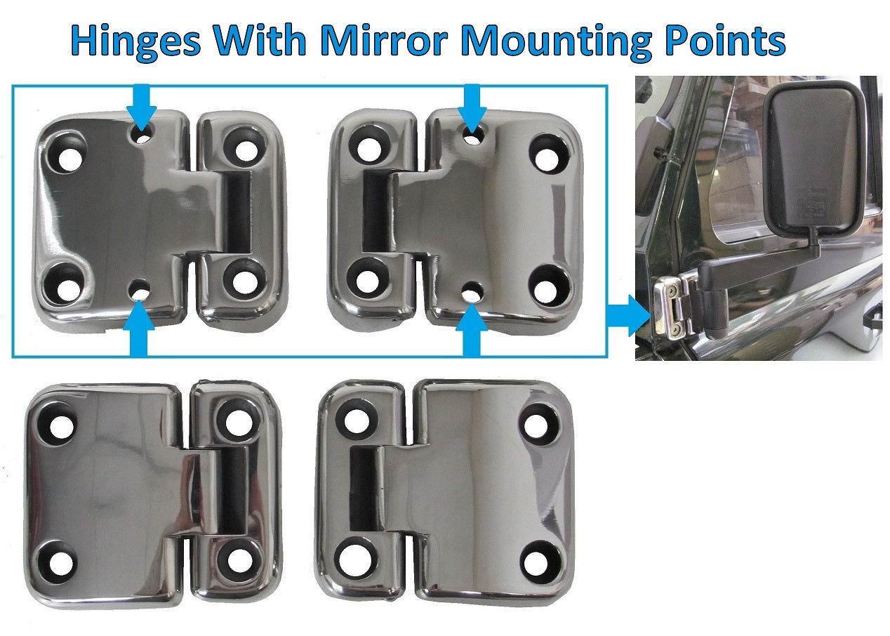 Door Hinge Kit - Polished Stainless Steel - 2 Door - for Land Rover Defender