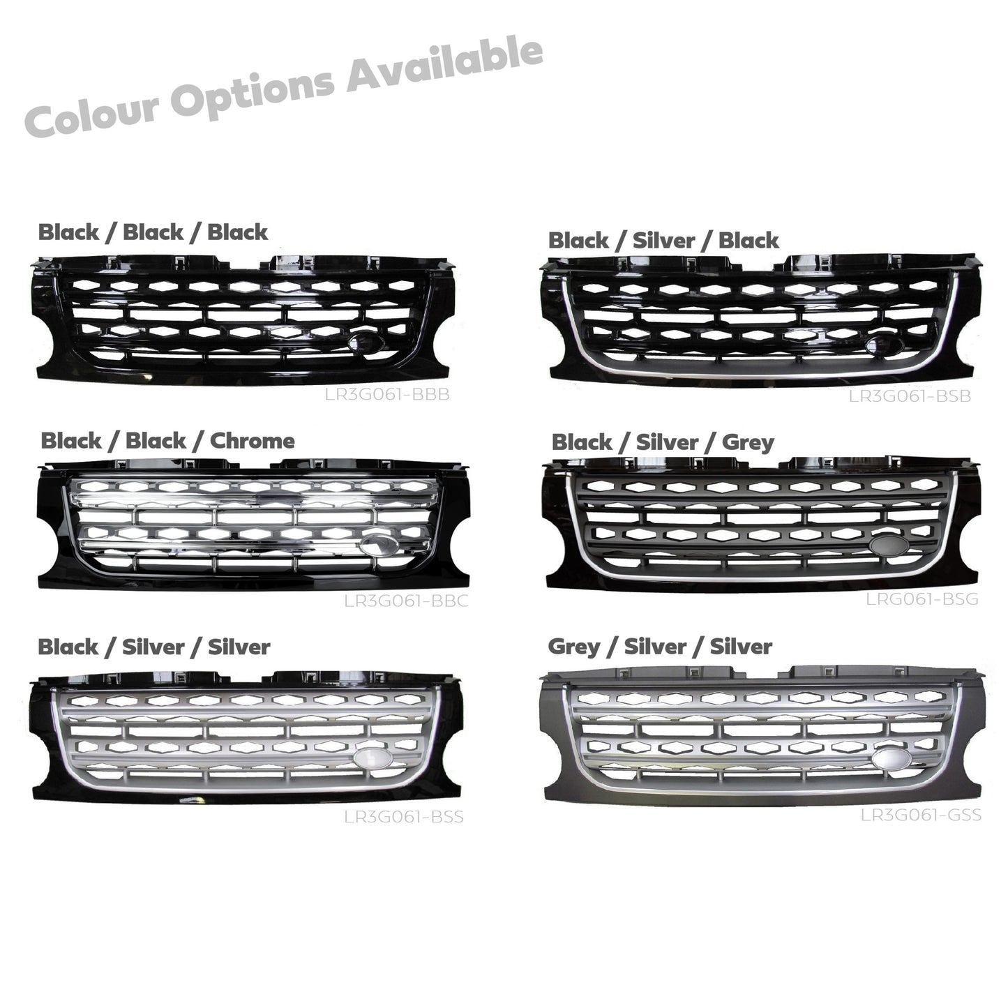 Front Grille for Land Rover Discovery 3 - Disco 4 look - Black / Black / Chrome
