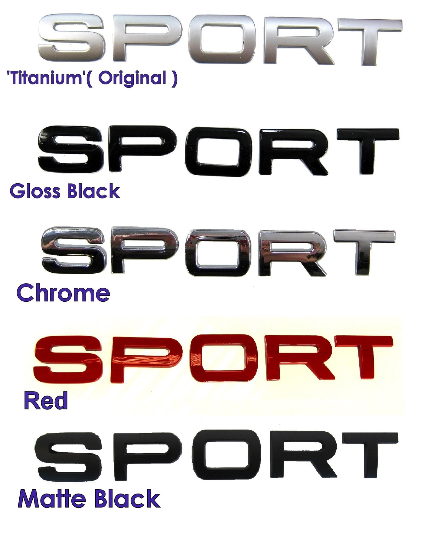 Silver Tailgate Lettering - SPORT - for Range Rover Sport