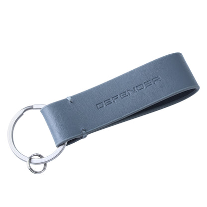 Leather Loop DEFENDER keyring in Grey