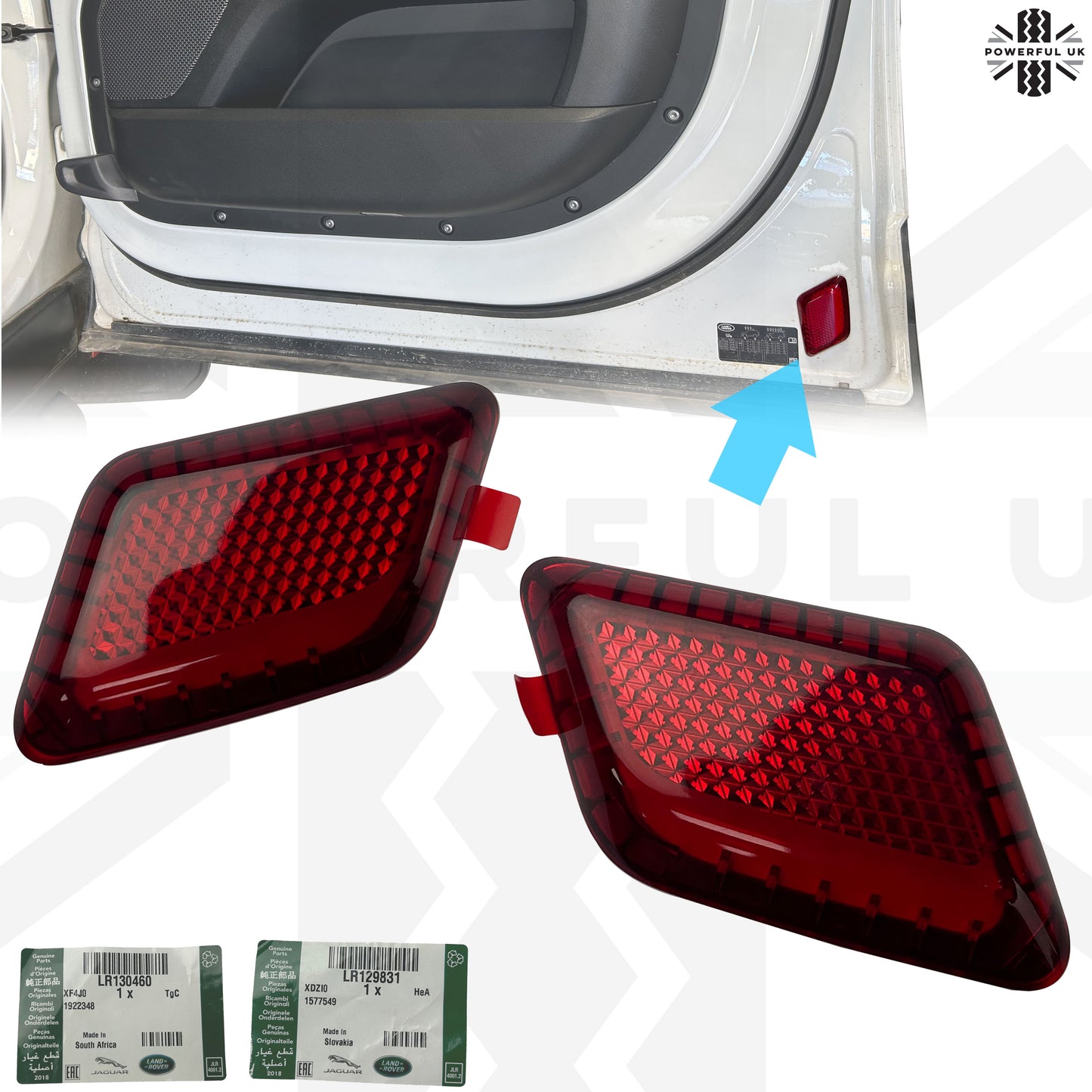 Interior Door Card Reflectors for Land Rover Defender L663 - Pair