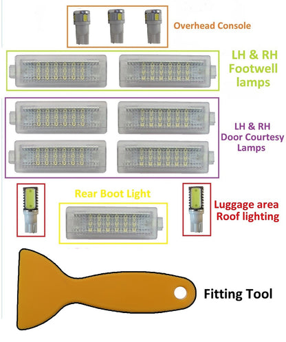 LED Interior Light Upgrade Kit - 13 pc - White - for Land Rover Discovery 3 & 4