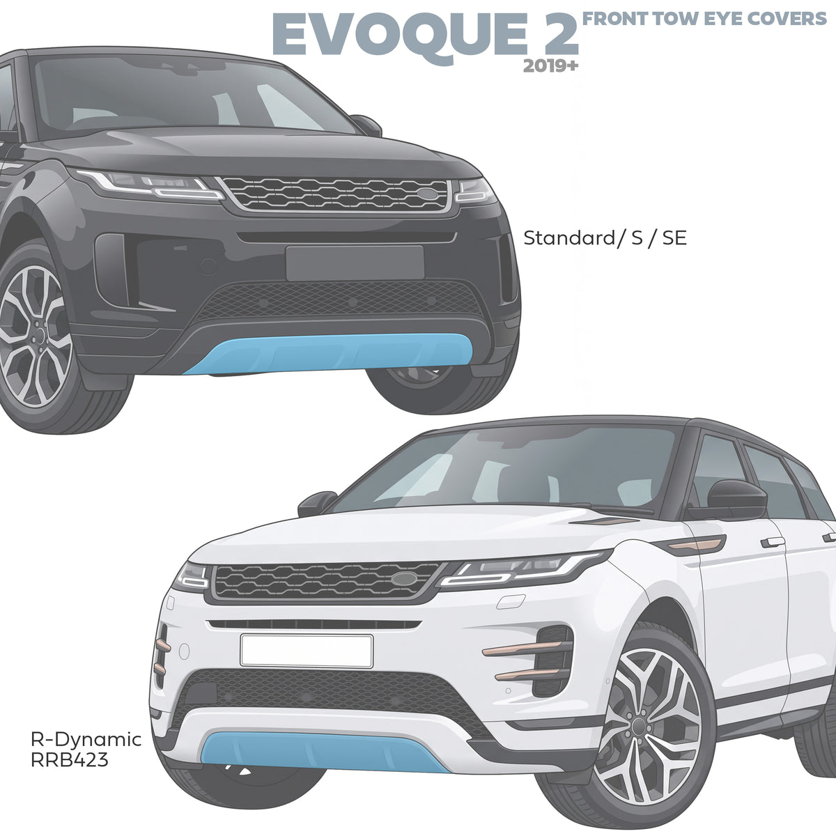 Front Bumper Tow Eye Cover for Range Rover Evoque 2019+ R-Dynamic - Aftermarket