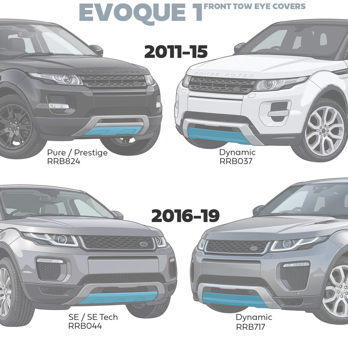 Front Bumper Tow Eye Cover for Range Rover Evoque 2016-19 - SE / SE Tech - Aftermarket