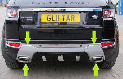 Rear Bumper Plastic Exhaust Trim for Range Rover Evoque L538 Dynamic - Silver - PAIR