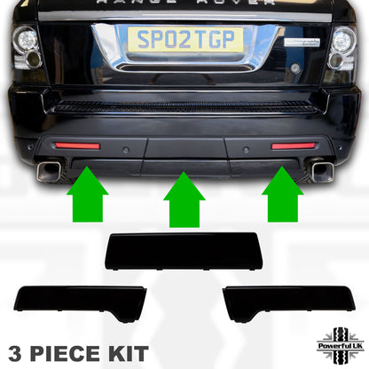 3pc Bumper Inserts for Range Rover Sport Autobiography Rear Bumper - Gloss Black
