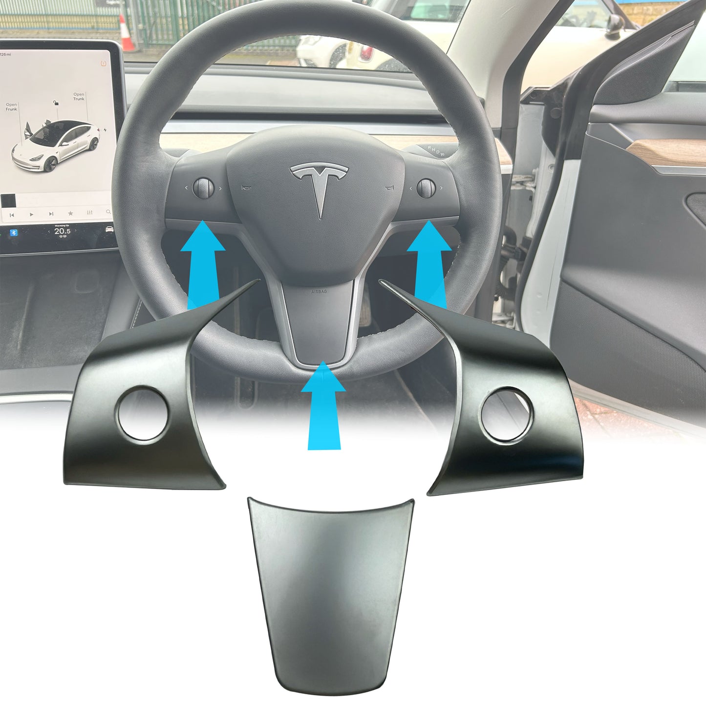 Steering Wheel Column Cover Trims for Tesla Model 3 - Chrome
