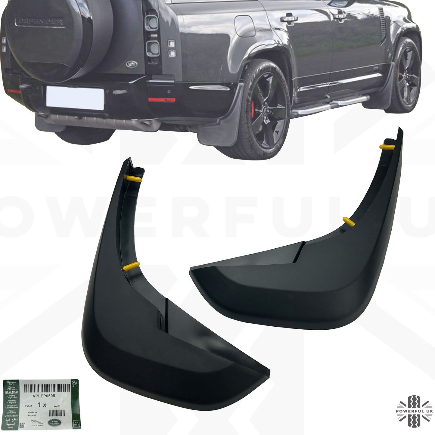Genuine Rear Mudflaps Standard Design for Land Rover Defender L663 130