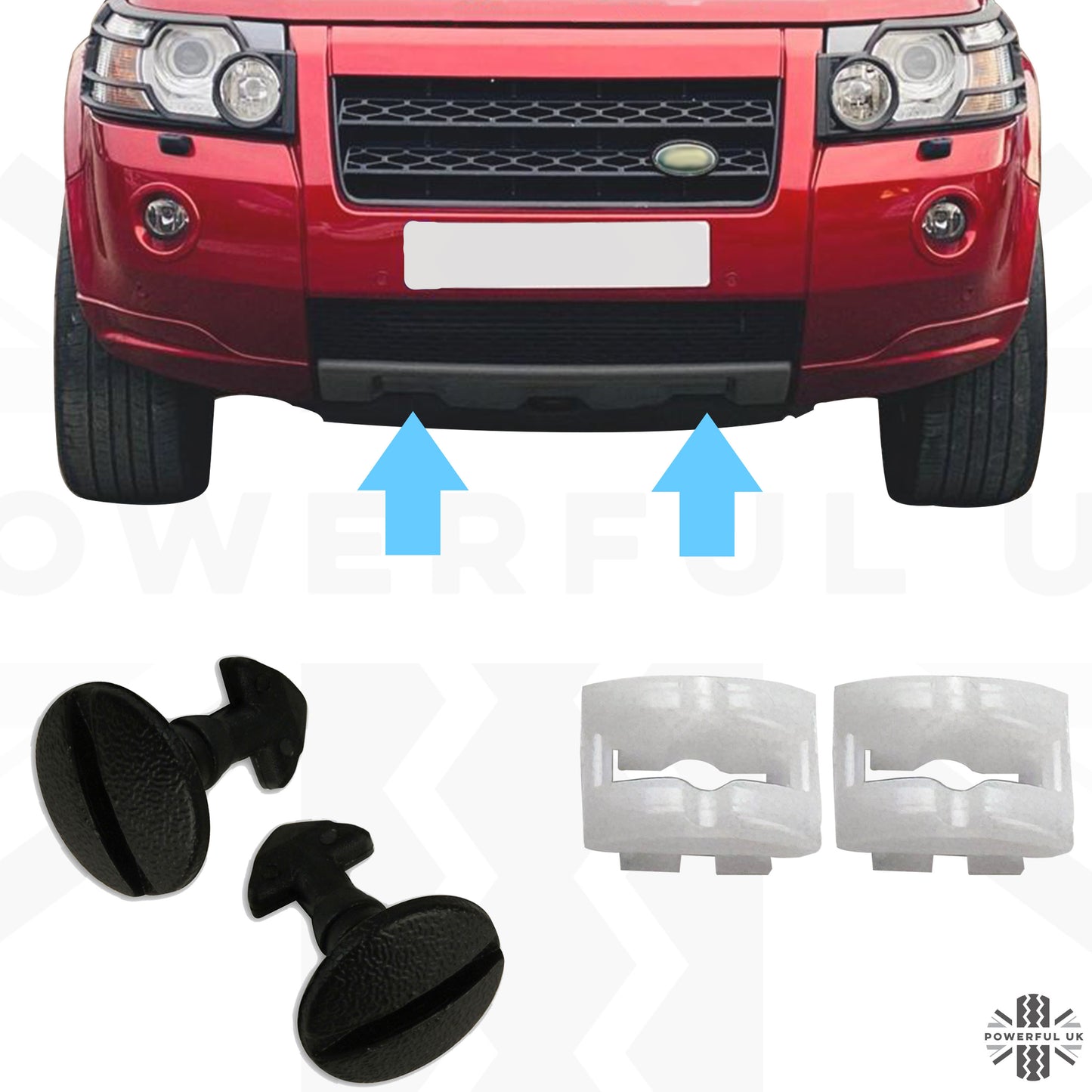 Front Tow Eye Cover Fitting Clips + Docking Inserts for Land Rover Freelander 2