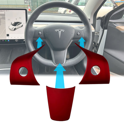 Steering Wheel Column Cover Trims for Tesla Model 3 - Red
