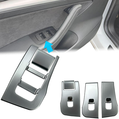 Window Switch Surrounds Trim in Silver for Tesla Model 3 - LHD