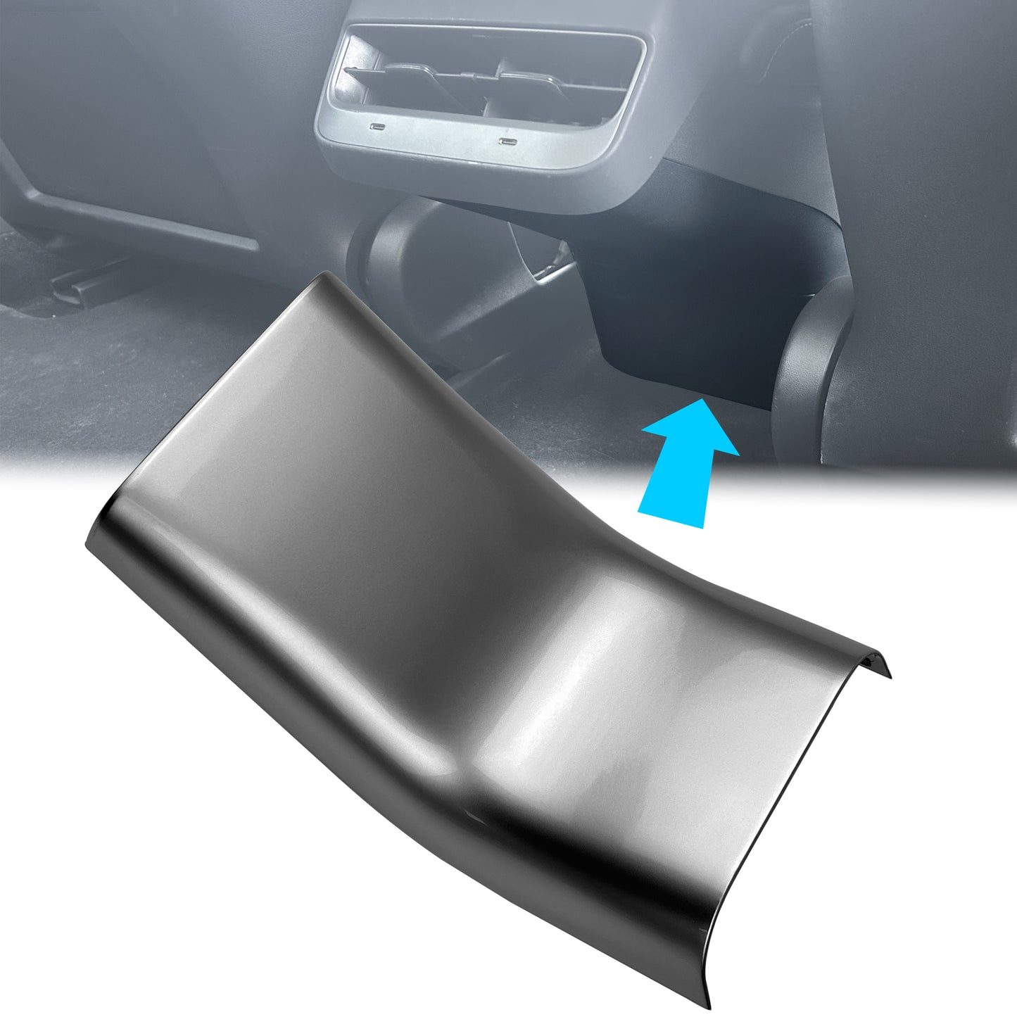 Rear Seat Air Vent 'Anti Kick' Cover in Silver for Tesla Model 3
