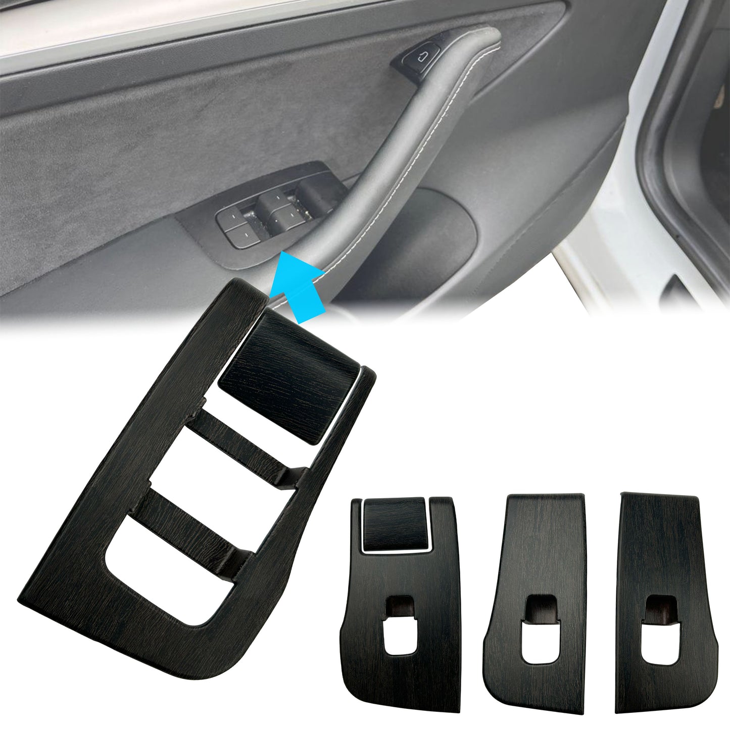 Window Switch Surrounds Trim in Oak Effect for Tesla Model 3 - LHD