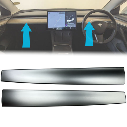 Front Dashboard Panel Covers in Silver for Tesla Model 3 - 2pcs