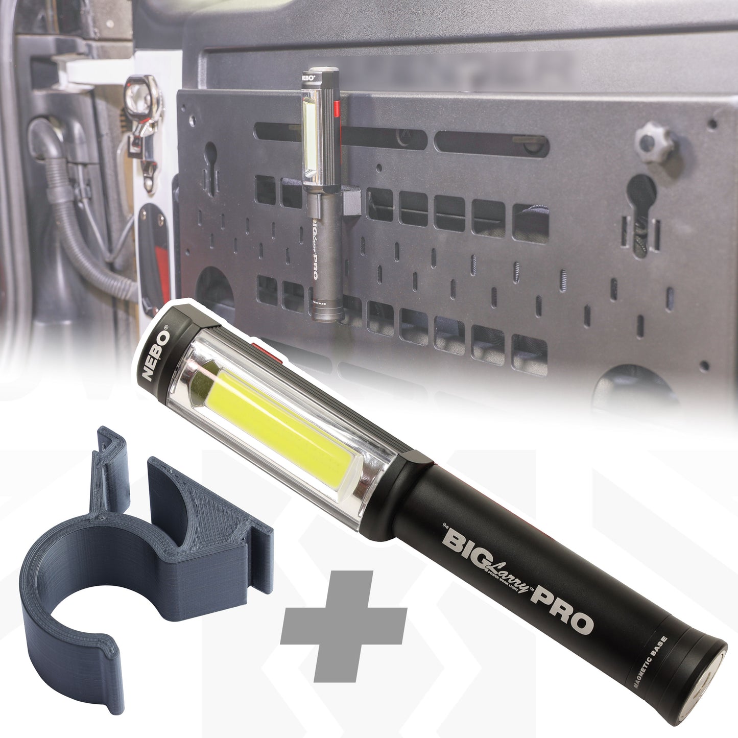 'Big Larry Pro' Torch + Mount Kit for Folding Picnic Table for Land Rover Defender L663 - Vertical