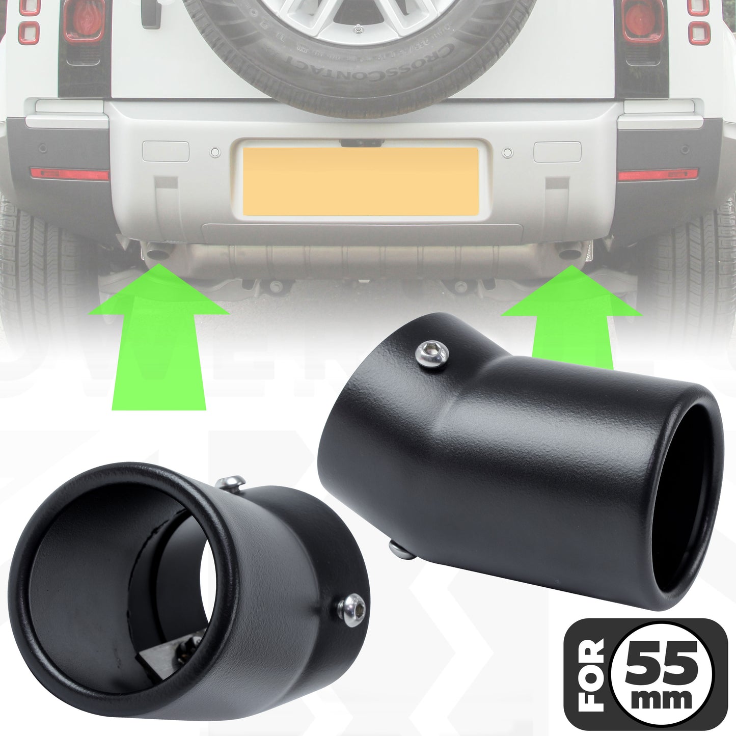 Exhaust Tips for Land Rover Defender L663 (for 55mm exhaust) - Technical Black (for DIESEL)