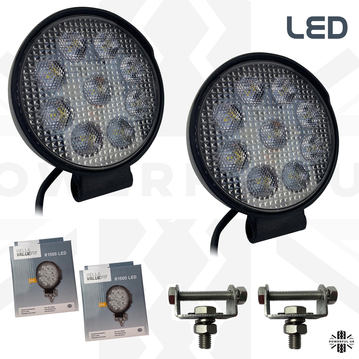 Hella 4" Round Work Spot Light R1500 LED - 2pc