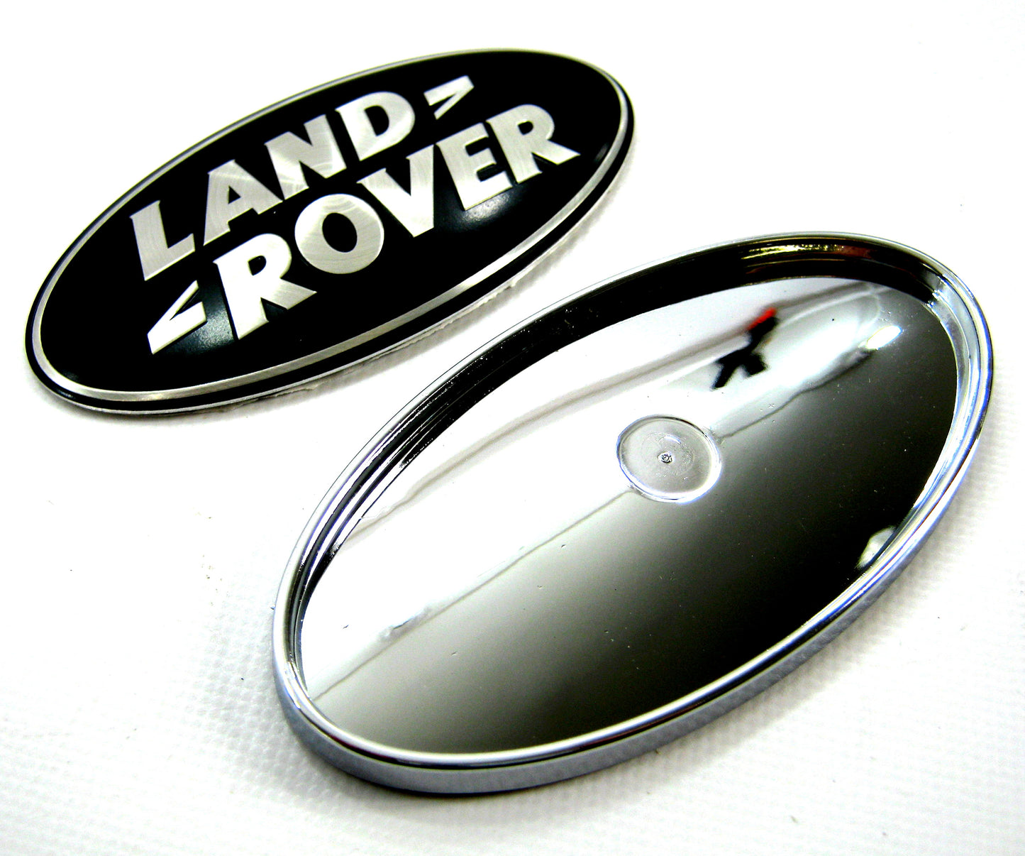 Black & Silver Badge on Chrome Plinth for Land Rover Defender
