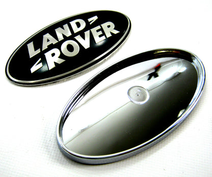 Black & Silver Badge on Chrome Plinth for Land Rover Defender