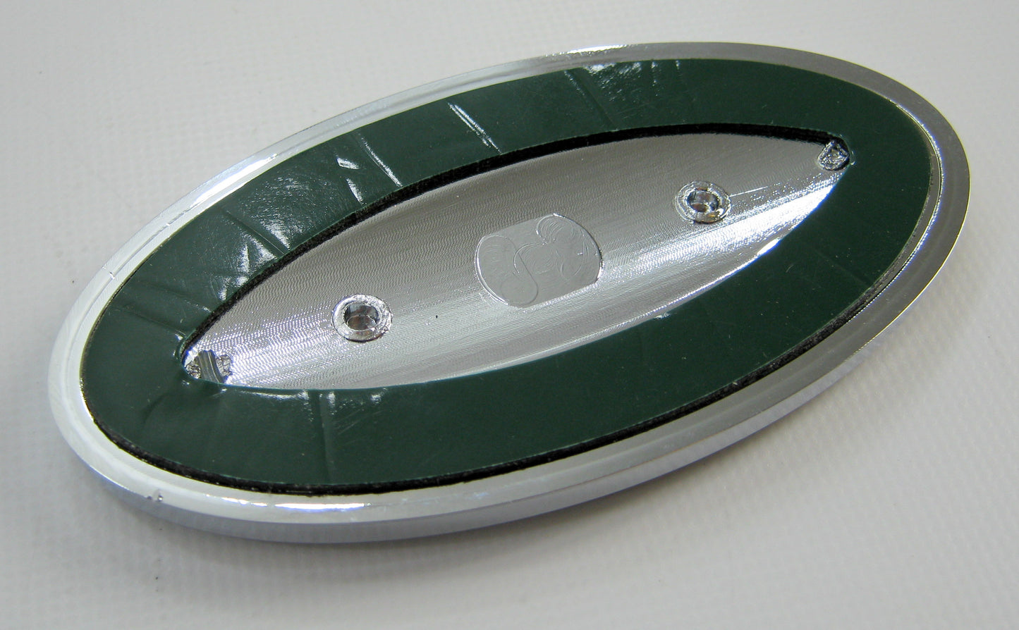 Black & Silver Badge on Chrome Plinth for Land Rover Defender