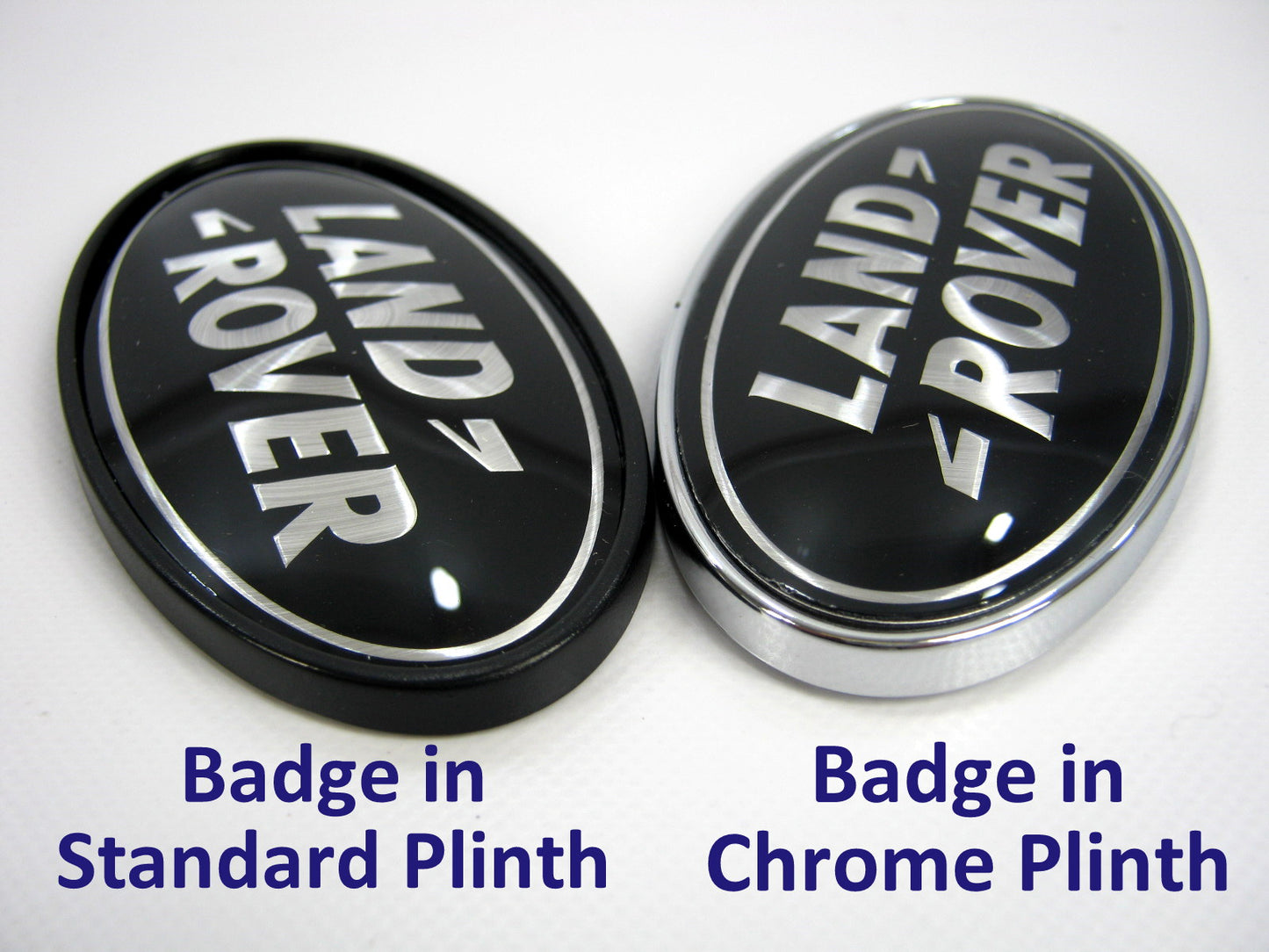 Black & Silver Badge on Chrome Plinth for Land Rover Defender