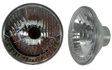 Classic Domed 7 Sealed Beam Halogen Conversion Headlights For Ford Escort Mk1 Classic Domed 7 Sealed Beam Halogen Conversion Headlights For Ford Escort Mk1