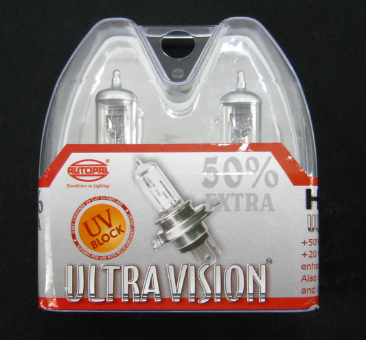 H4 Halogen Headlight Bulbs - 60W/55W Ultra-White - PAIR for Land Rover Freelander 1