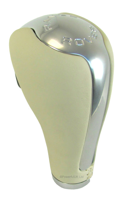 Gear Knob - Ivory leather + Chrome Insert for Range Rover Sport
