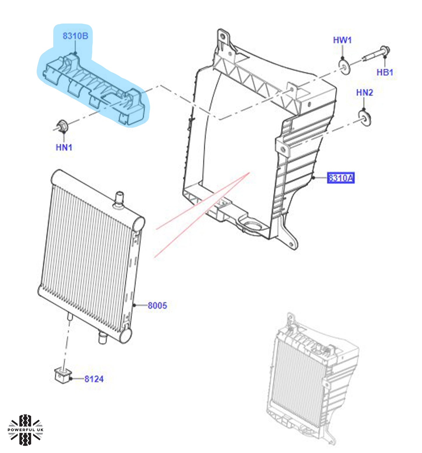 Front Bumper Air Deflector Radiator Bracket for Land Rover Defender L663 - Left