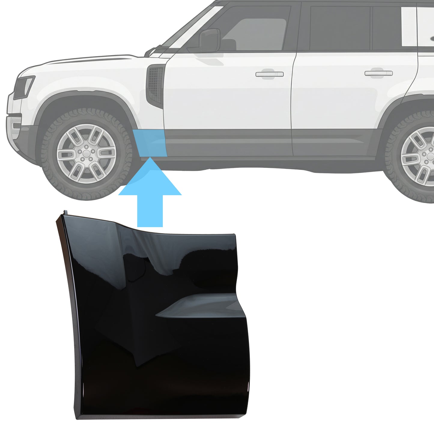 Gloss Black Lower Door Moulding for Land Rover Defender L663 - L1