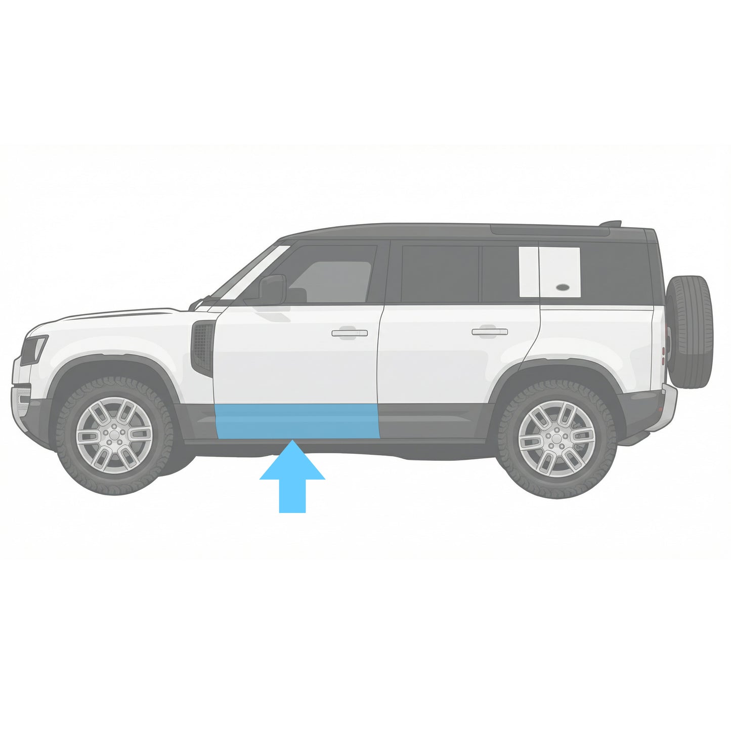 Gloss Black Lower Door Moulding for Land Rover Defender L663 - L2