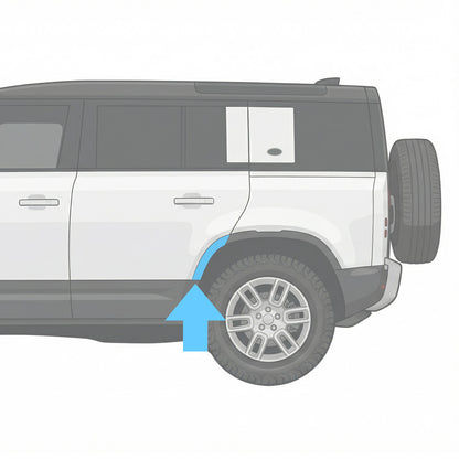 Wheel Arch Section - Standard Width - Rear Left (L2) for Land Rover Defender L663(110 & 130) - Gloss Black