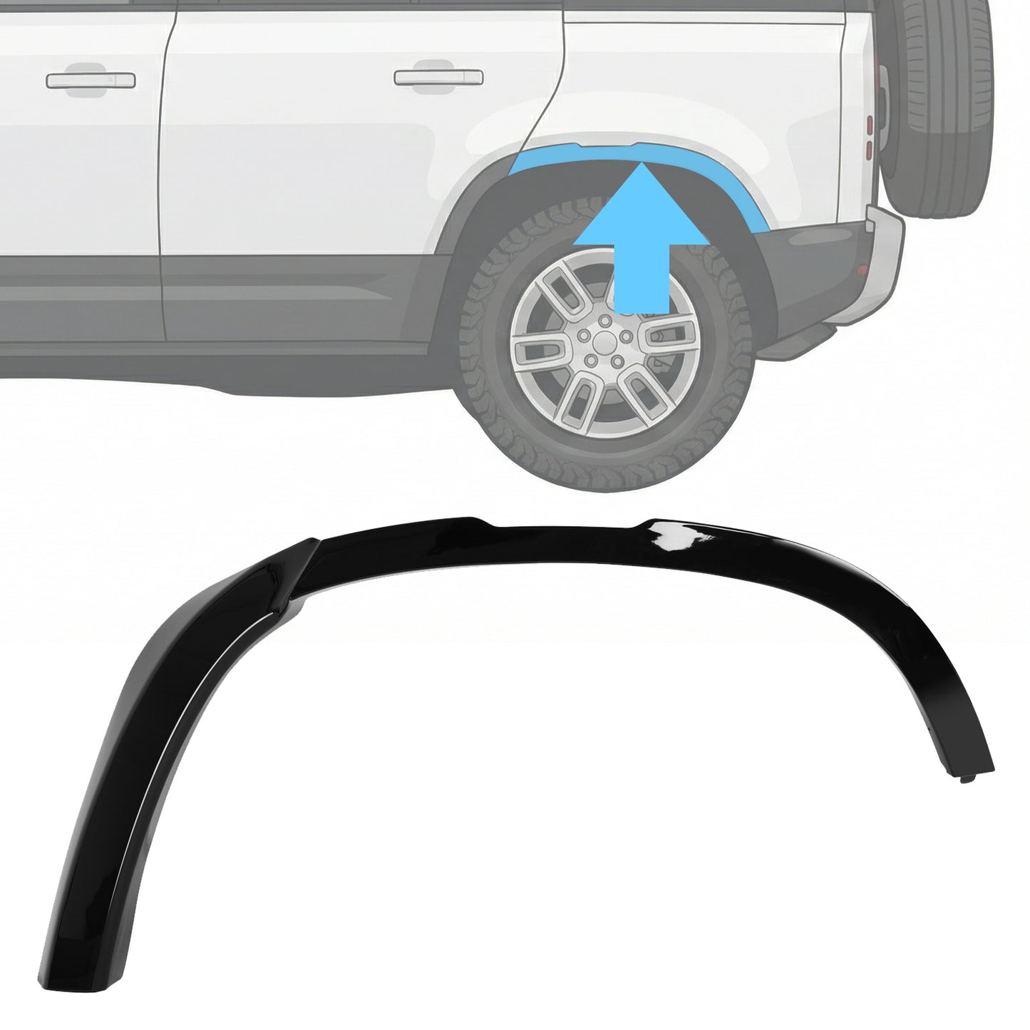 Wheel Arch Section - Standard Width - Rear Left (L3) for Land Rover Defender L663(110 & 130) - Gloss Black
