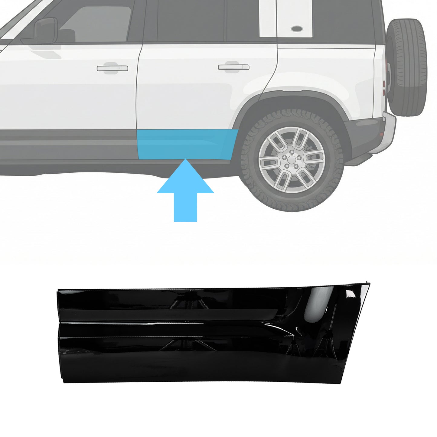 Gloss Black Lower Door Moulding for Land Rover Defender L663 - L3