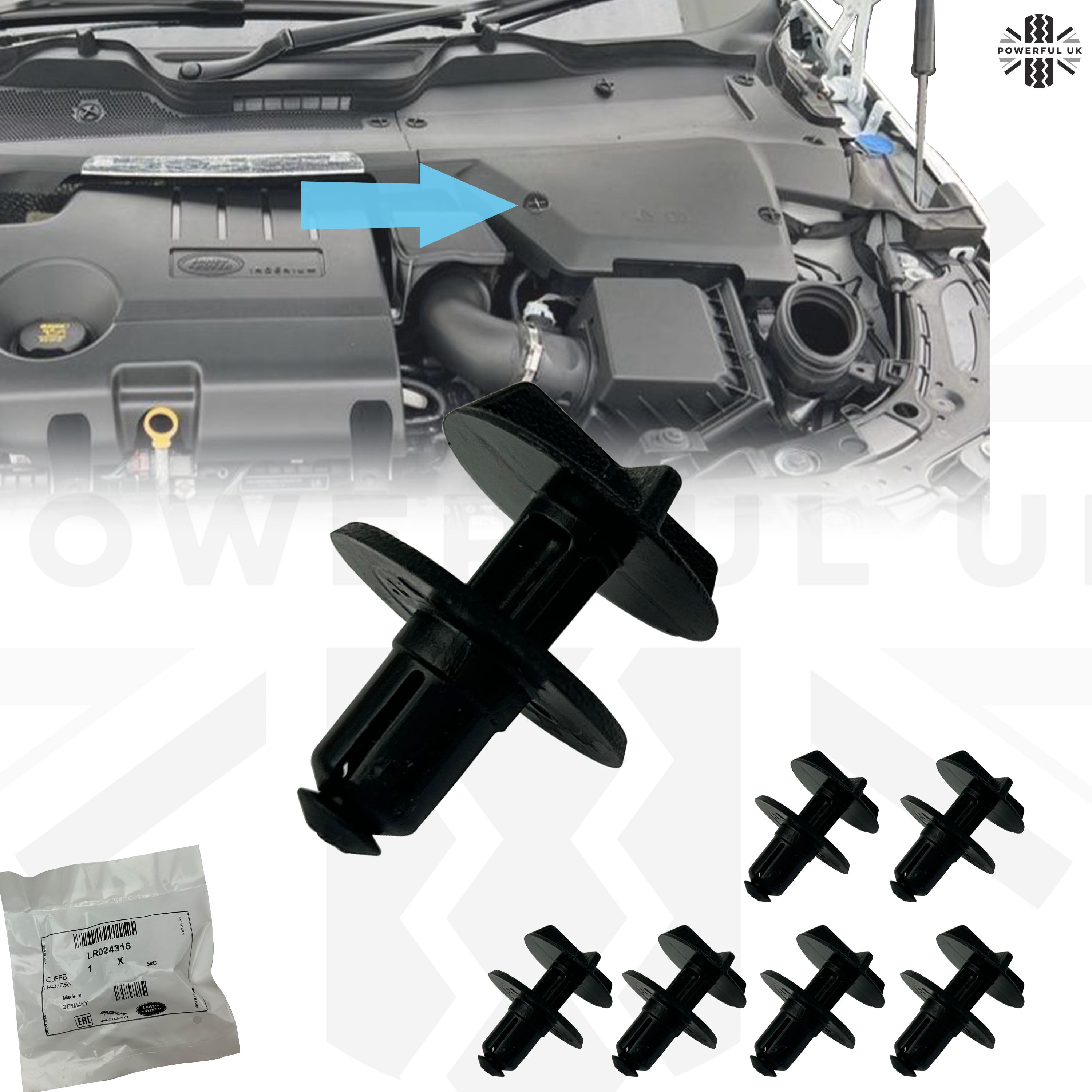 Clips De Fixation Colonne – Lot De 20, Compatible Range Rover Evoque L538/L551 – Noir, Nylon, Référence LR033144