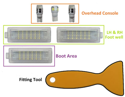 LED Interior Light upgrade Kit for BMW Mini Convertible (R52) One / Cooper / S