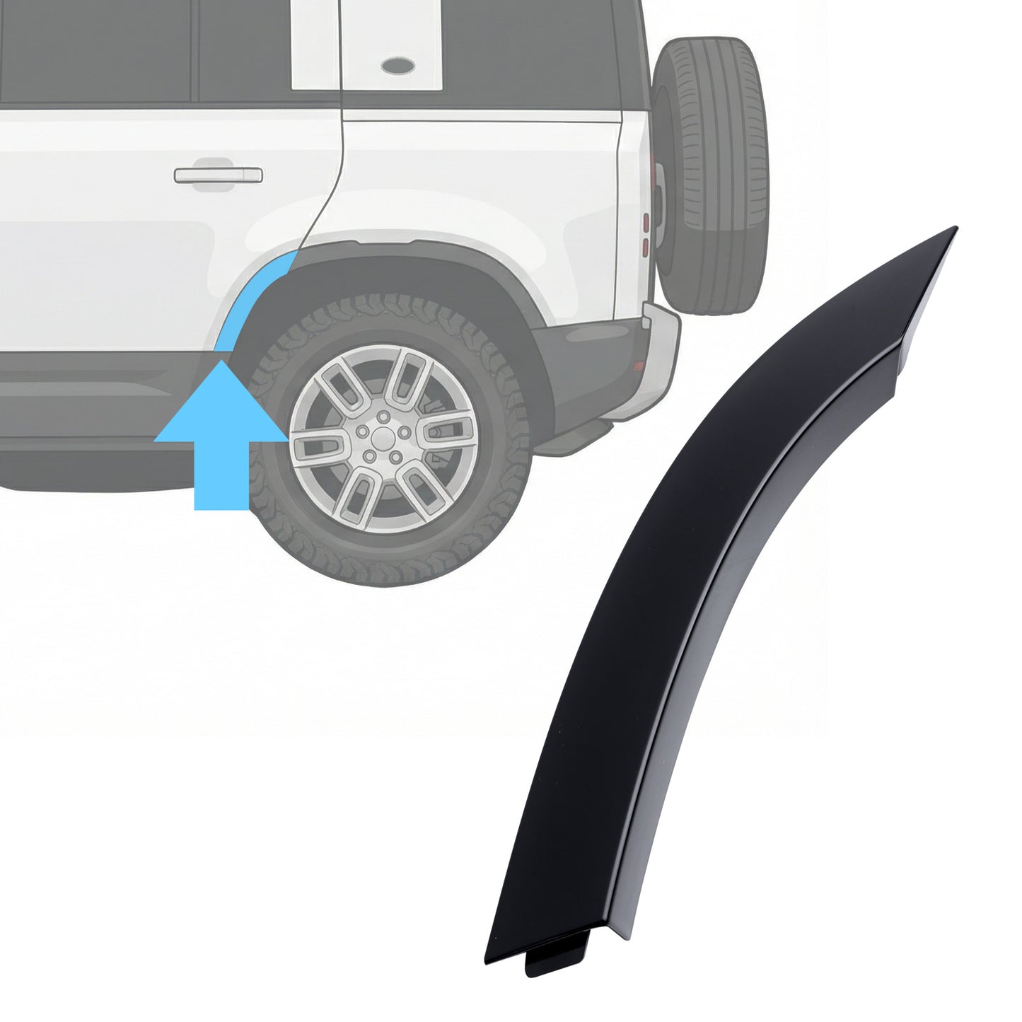 Wheel Arch Section - Standard Width - Rear Left (L2) for Land Rover Defender L663(110 & 130) - Gloss Black