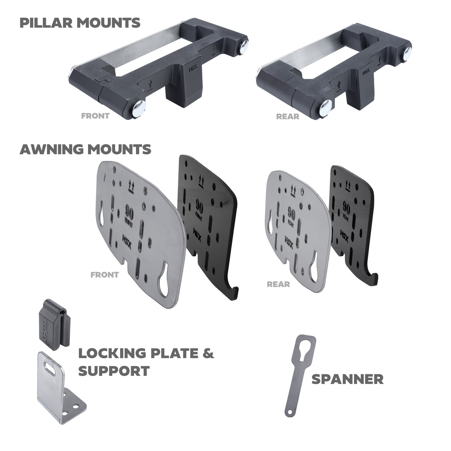 Awning Pillar Mount for Expedition Roof Rack for Land Rover Defender L663 90 - Left