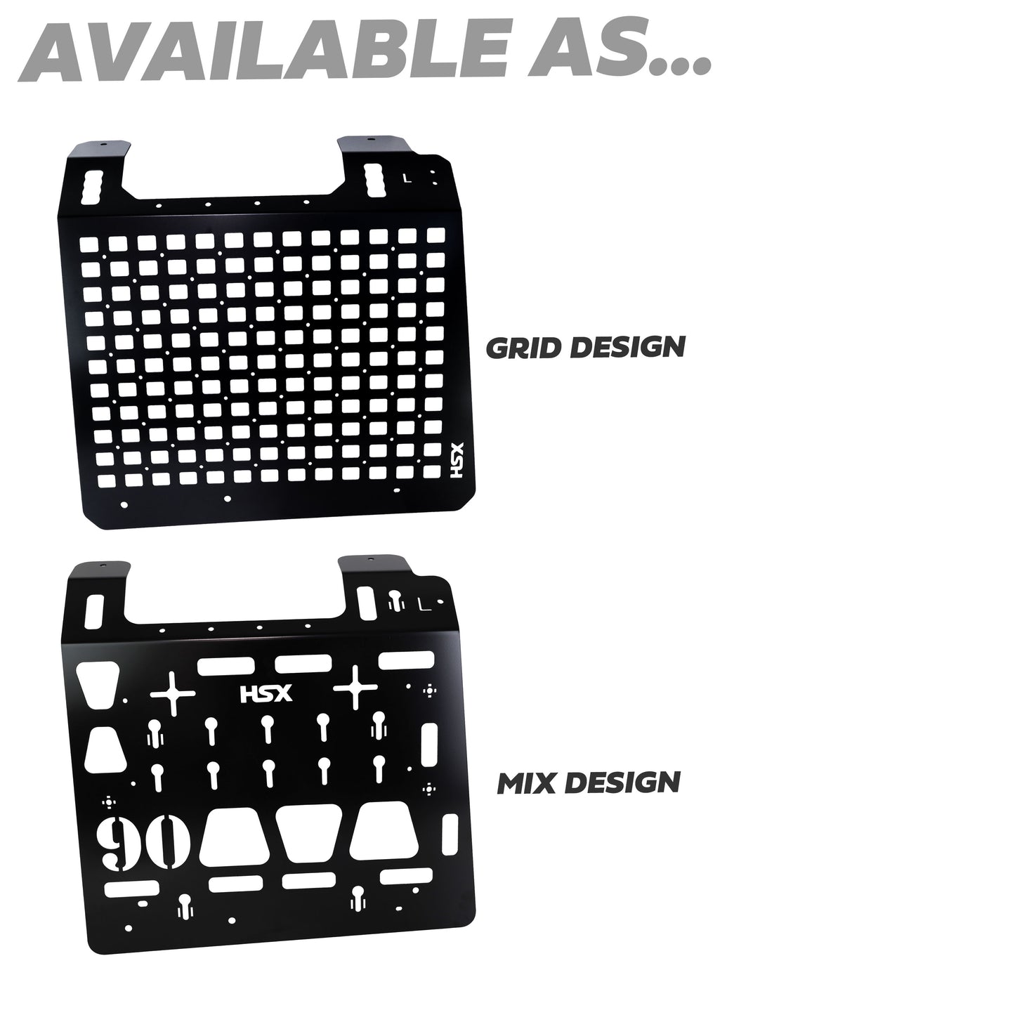 Molle Plate Kit - Black - Mix Design - PAIR - for Land Rover Defender L663 (90 Model)